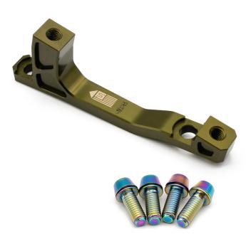 Freedom Coast Disc Adapter Postmount 160/180mm +20mm od green inkl. Better Bolts Titan-Schrauben rainbow
