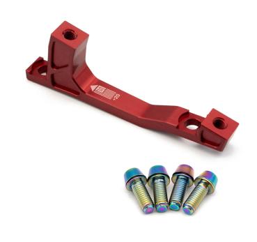 Freedom Coast Disc Adapter Postmount 160/180mm +20mm red inkl. Better Bolts Titan-Schrauben rainbow