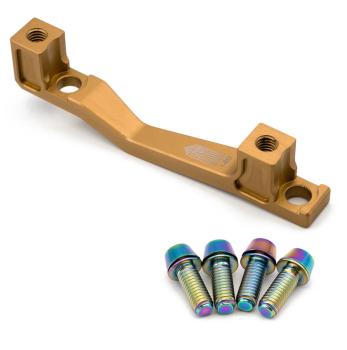 Freedom Coast Disc Adapter Postmount +40mm champagne gold inkl. Better Bolts Titan-Schrauben rainbow