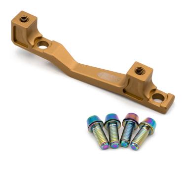 Freedom Coast Disc Adapter Postmount +43mm champagne gold inkl. Better Bolts Titan-Schrauben rainbow