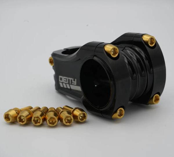 Better Bolts Deity Copperhead Vorbau M6x19mm Titan Schrauben-Kit gold