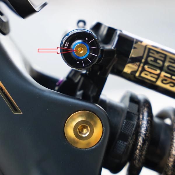 Better Bolts Rock Shox Vivid/Super Deluxe 2023+ (Coil/Air) Dämfer Compression Bolt Titan gold