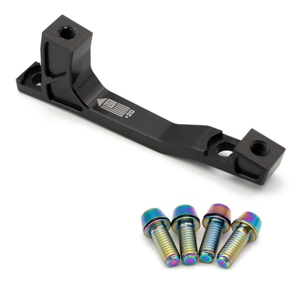 Freedom Coast Disc Adapter Postmount 160/180mm +20mm black inkl. Better Bolts Titan-Schrauben rainbow