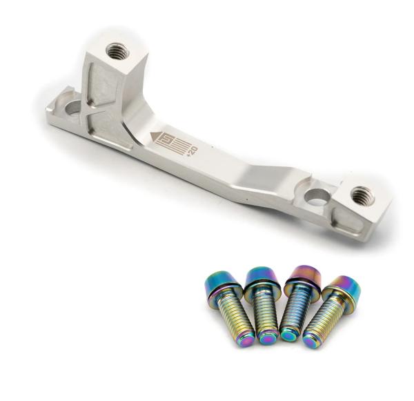 Freedom Coast Disc Adapter Postmount 160/180mm +20mm raw silver inkl. Better Bolts Titan-Schrauben rainbow