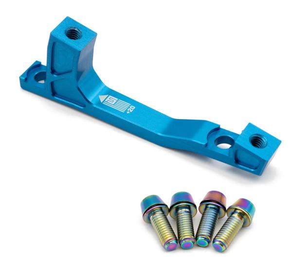 Freedom Coast Disc Adapter Postmount 200mm +20mm blue inkl. Better Bolts Titan-Schrauben rainbow