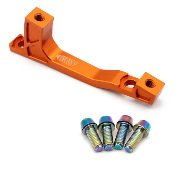 Freedom Coast Disc Adapter Postmount 200mm +20mm orange inkl. Better Bolts Titan-Schrauben rainbow