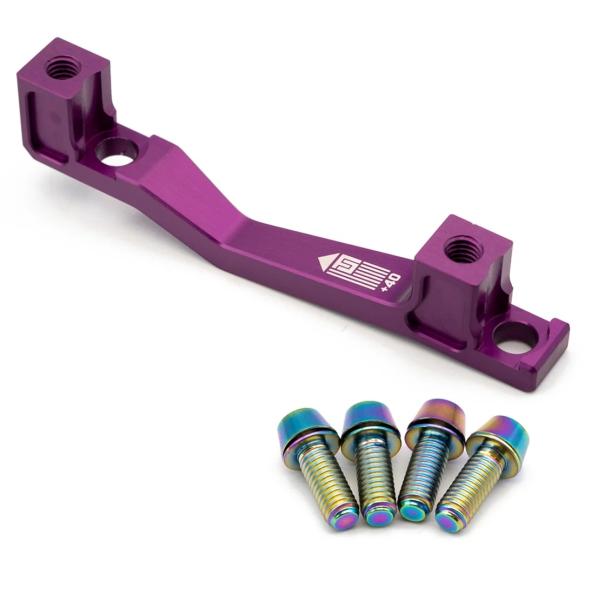Freedom Coast Disc Adapter Postmount +40mm purple inkl. Better Bolts Titan-Schrauben rainbow