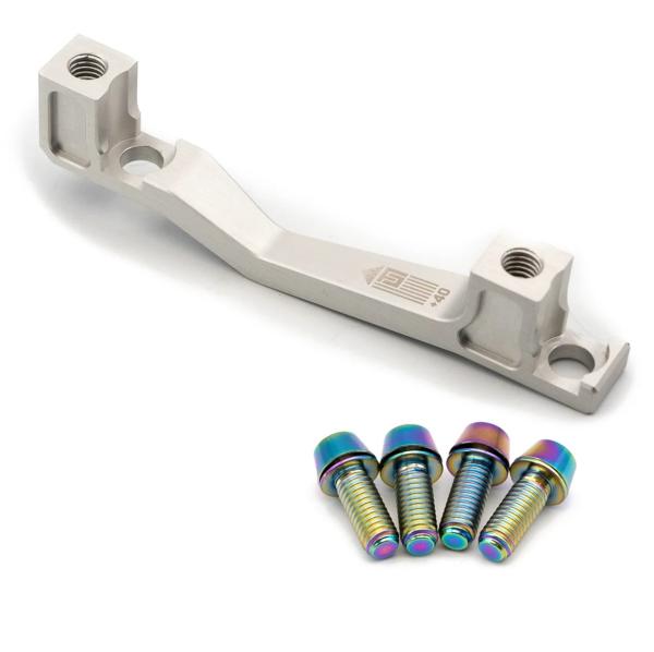 Freedom Coast Disc Adapter Postmount +40mm raw silver inkl. Better Bolts Titan-Schrauben rainbow