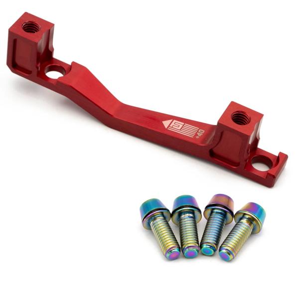 Freedom Coast Disc Adapter Postmount +40mm red inkl. Better Bolts Titan-Schrauben rainbow