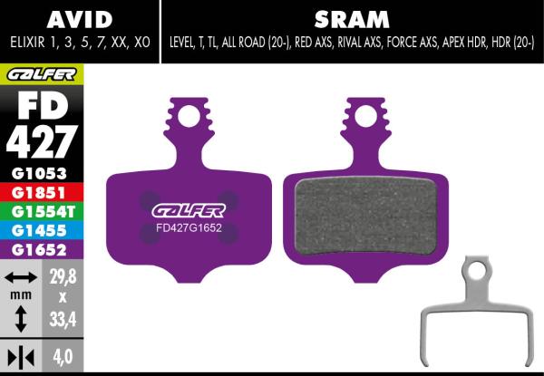 Galfer E-Bike FD427 Sram Red AXS/Force AXS/Level/Avid Elixir Bremsbeläge